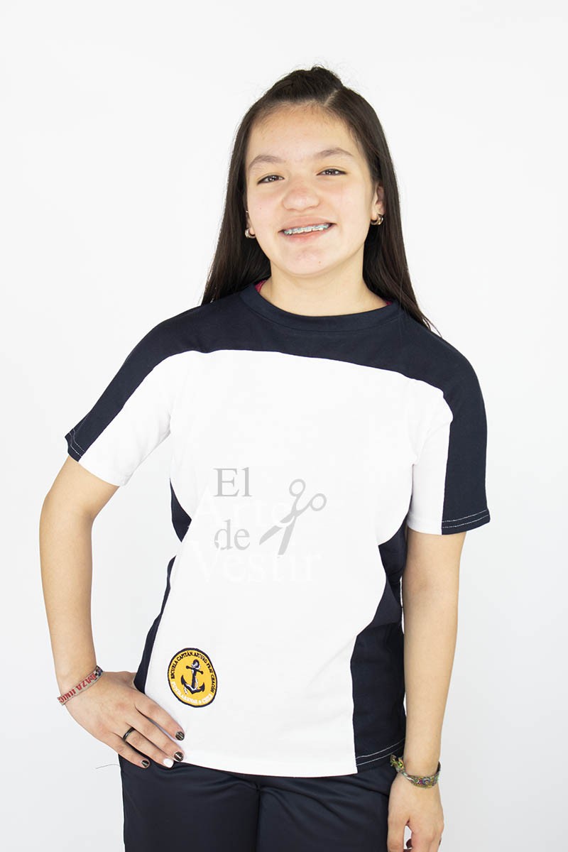 POLERA MC BLANCO/AZUL POLO A.PRAT UNISEX POLERA MC BLANCO/AZUL POLO A.PRAT UNISEX