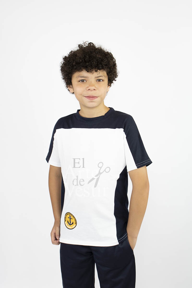 POLERA MC BLANCO/AZUL POLO A.PRAT UNISEX POLERA MC BLANCO/AZUL POLO A.PRAT UNISEX