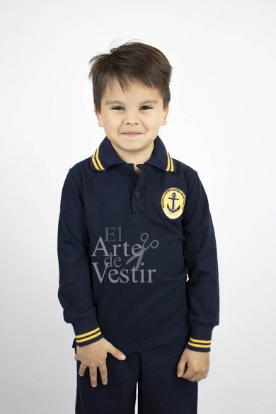 POLERA AZUL ML PIQUE CAMISERO A.PRAT UNISEX