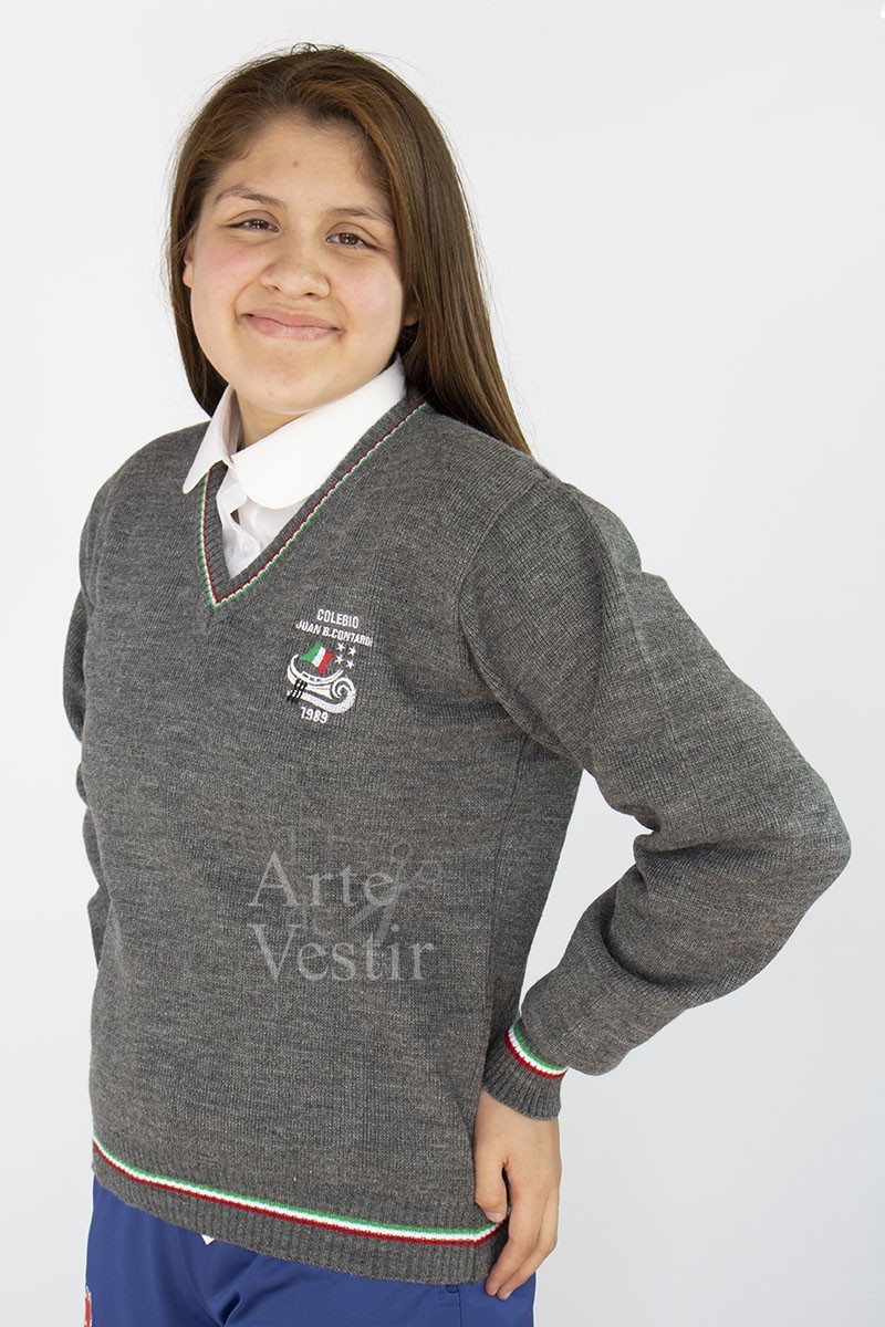 SWEATER GRIS ML V UNISEX CONTARDI