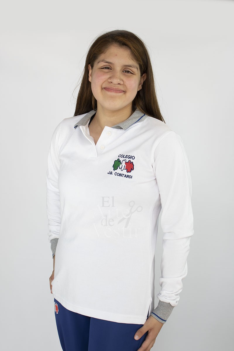 POLERA BLANCA ML PIQUE CONTARDI MUJER POLERA BLANCA ML PIQUE CONTARDI MUJER