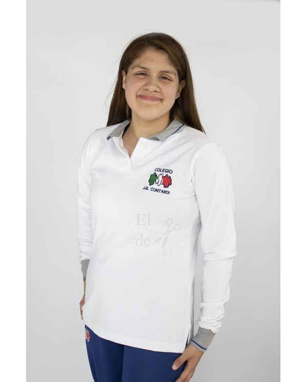 POLERA BLANCA ML PIQUE MUJER CONTARDI