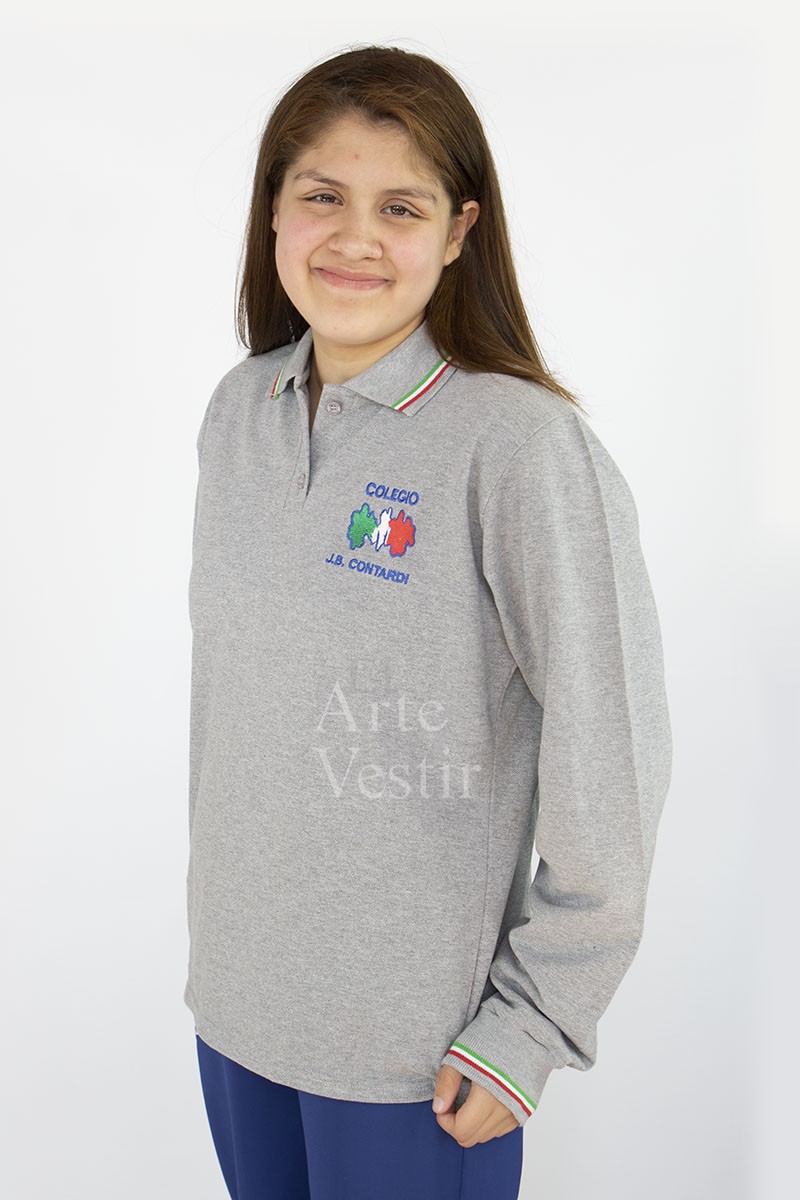 POLERA GRIS PIQUE ML MUJER CONTARDI