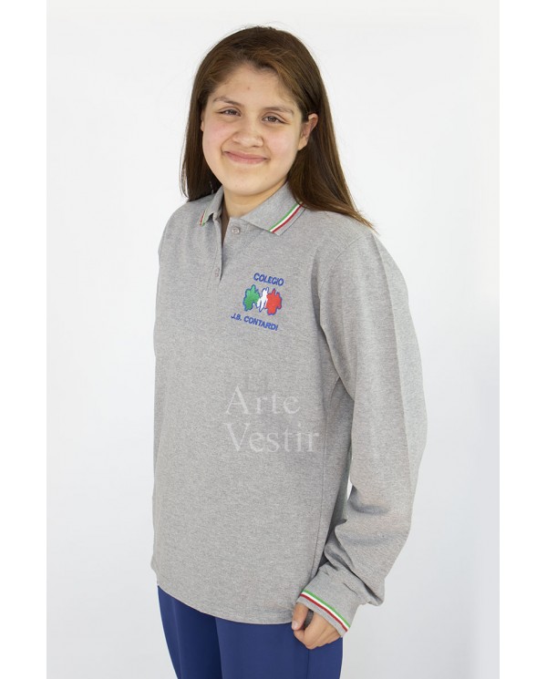 POLERA GRIS PIQUE ML MUJER CONTARDI