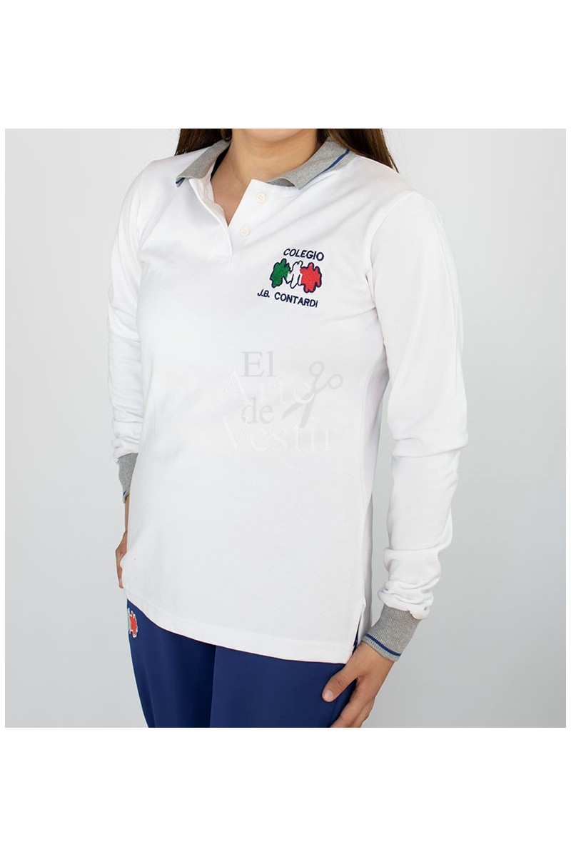 POLERA BLANCA ML PIQUE HOMBRE CONTARDI