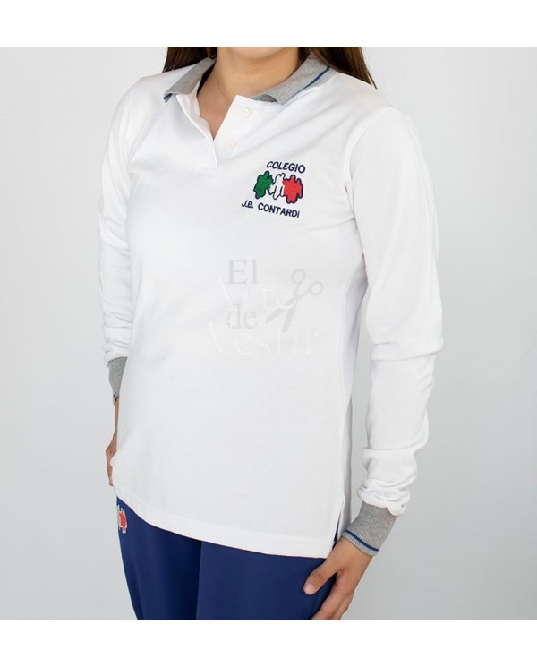 POLERA BLANCA ML PIQUE HOMBRE CONTARDI