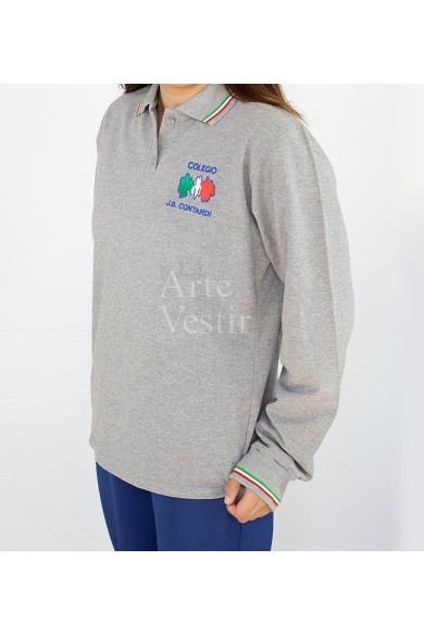 POLERA GRIS PIQUE ML CONTARDI HOMBRE