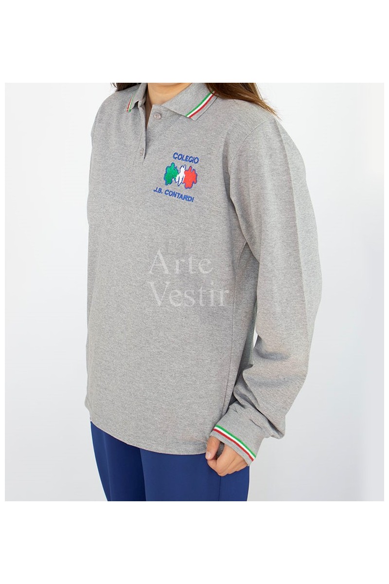 POLERA GRIS PIQUE ML HOMBRE CONTARDI