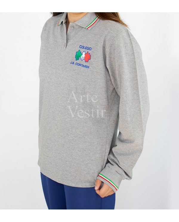 POLERA GRIS PIQUE ML HOMBRE CONTARDI