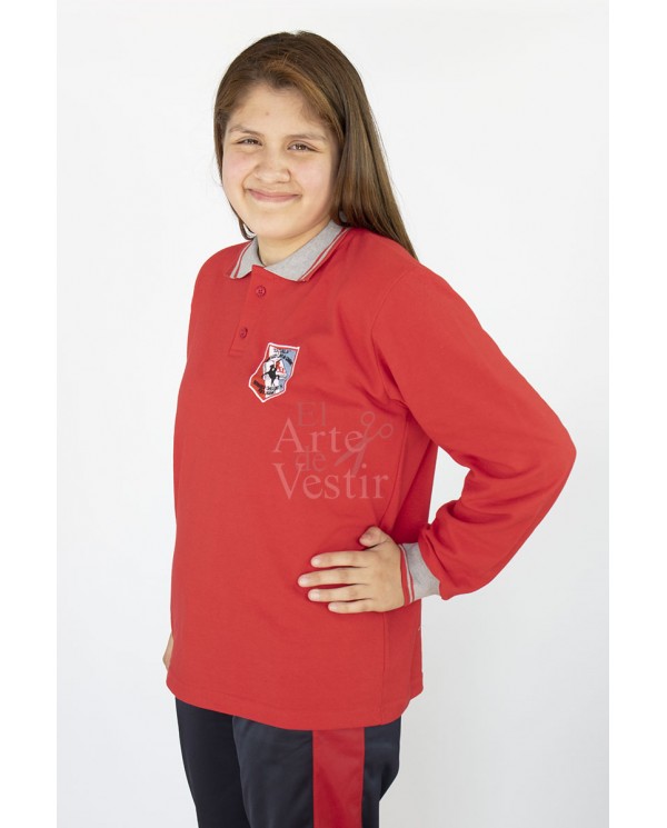 POLERA ROJA PIQUE ML UNISEX BERNARDO O'HIGGINS P.A