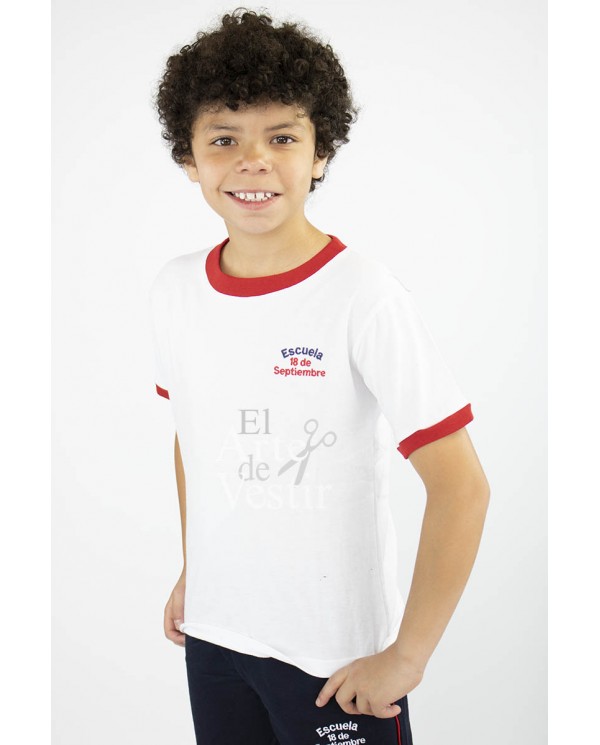 POLERA BLANCO/ROJO MC POLO UNISEX 18 SEPTIEMBRE