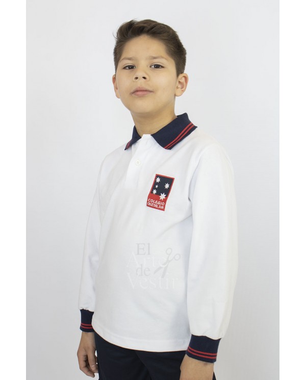 POLERA BLANCO ML PIQUE UNISEX CRUZ DEL SUR