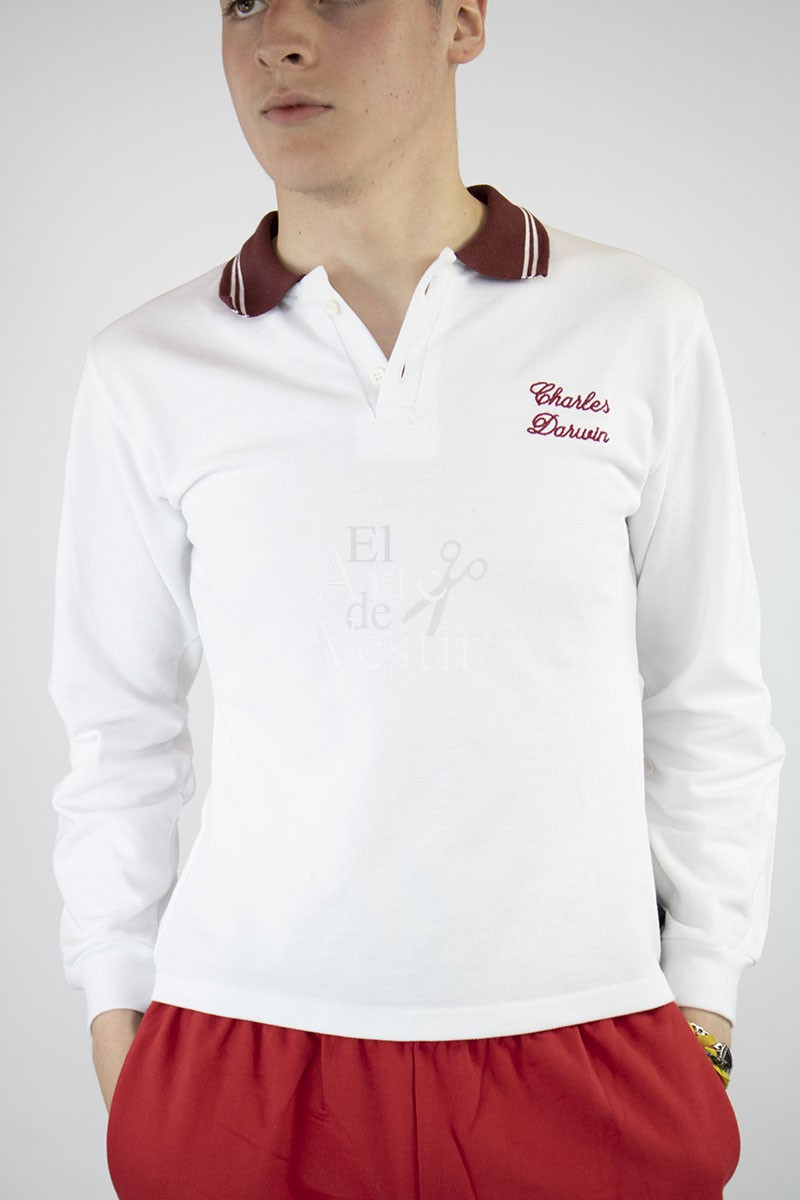 POLERA BLANCO ML PIQUE CH.DARWIN UNISEX POLERA BLANCO ML PIQUE CH.DARWIN UNISEX