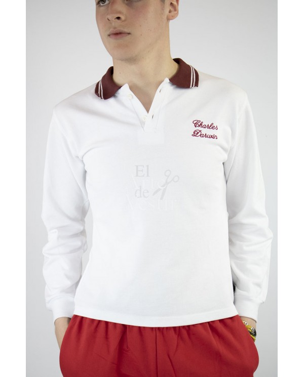 POLERA BLANCO ML PIQUE UNISEX CHARLES DARWIN