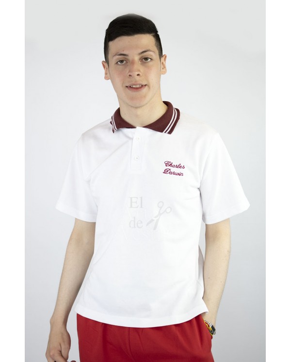 POLERA BLANCO MC PIQUE UNISEX CHARLES DARWIN
