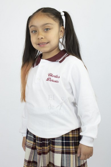 POLERA BLANCO ML CH.DARWIN PIQUE MUJER