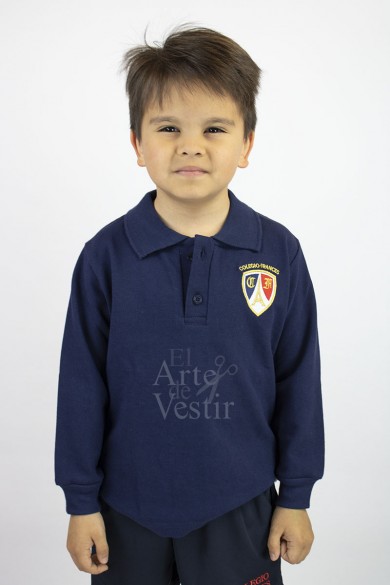 POLERA ML AZUL PIQUE FRANCES UNISEX