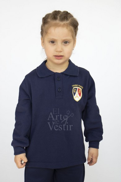 POLERA ML AZUL PIQUE FRANCES UNISEX