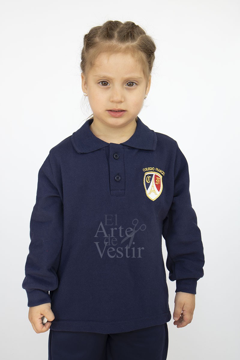 POLERA ML AZUL PIQUE UNISEX FRANCES