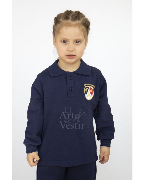 POLERA ML AZUL PIQUE UNISEX FRANCES