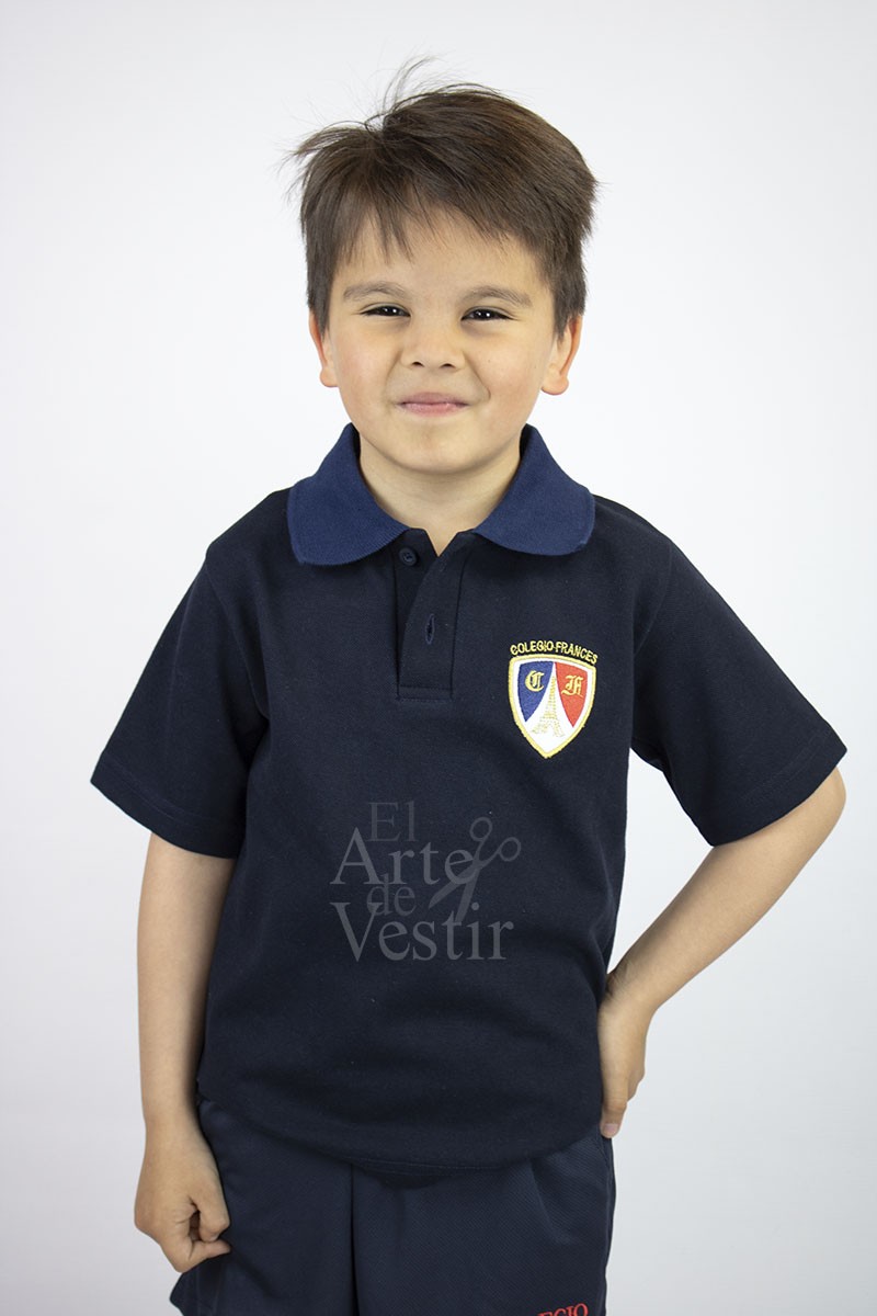 POLERA MC AZUL PIQUE UNISEX FRANCES