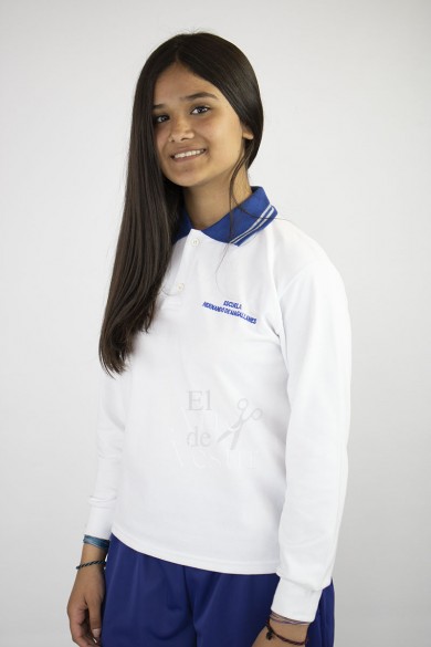 POLERA BLANCO PIQUE ML UNISEX HERNANDO DE MAGALLANES