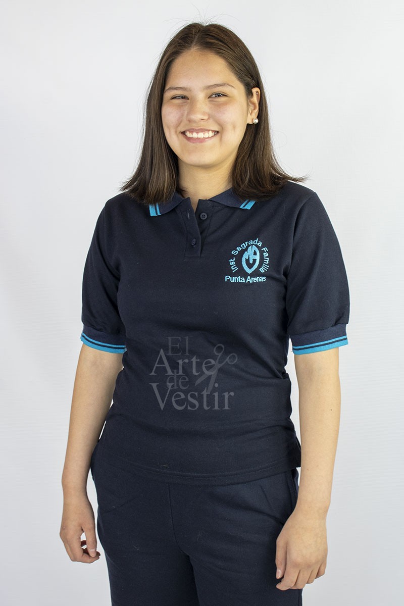 POLERA AZUL MC PIQUE MUJER INSAFA