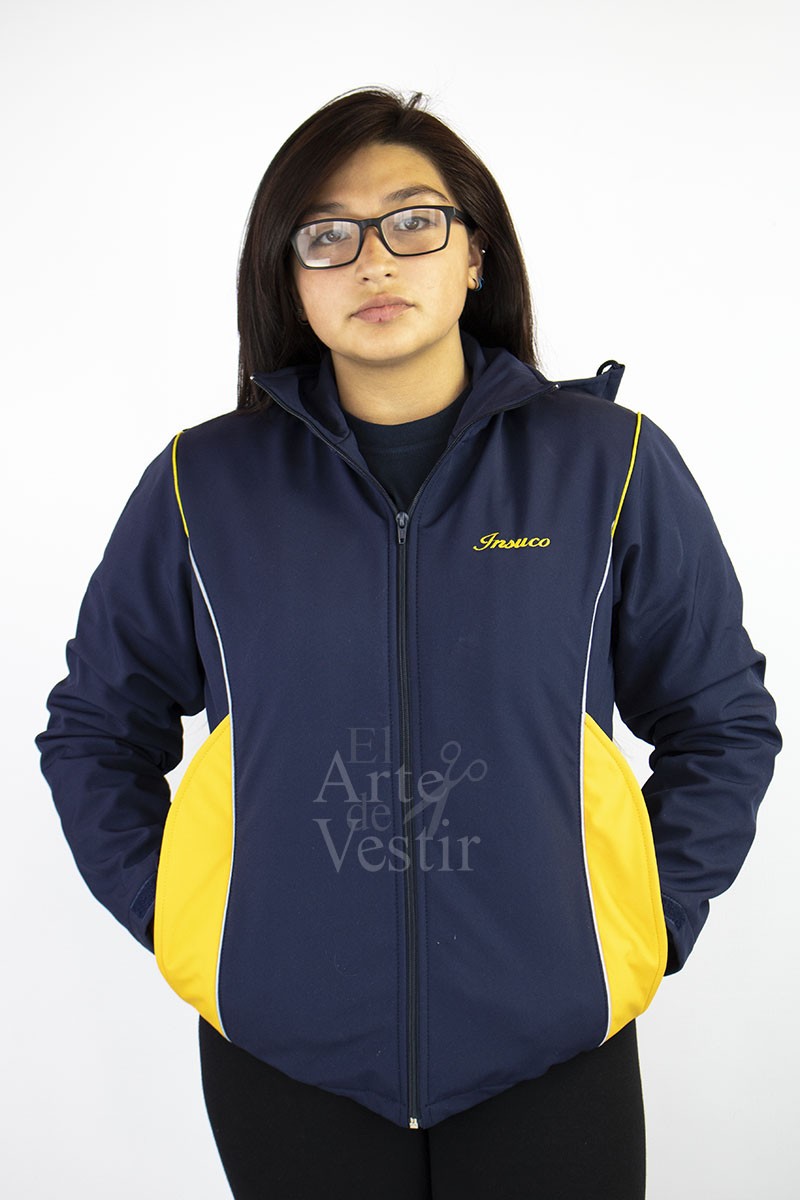 CASACA AZUL/AMARILLO SOFTSHELL MUJER INSUCO