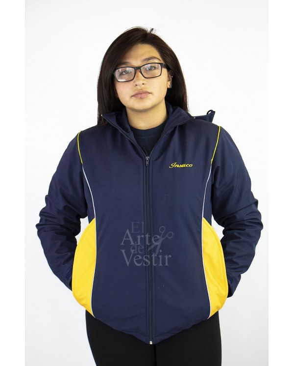 CASACA AZUL/AMARILLO SOFTSHELL MUJER INSUCO