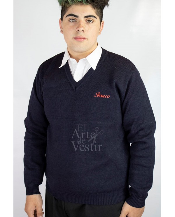 SWEATER AZUL ML V UNISEX INSUCO