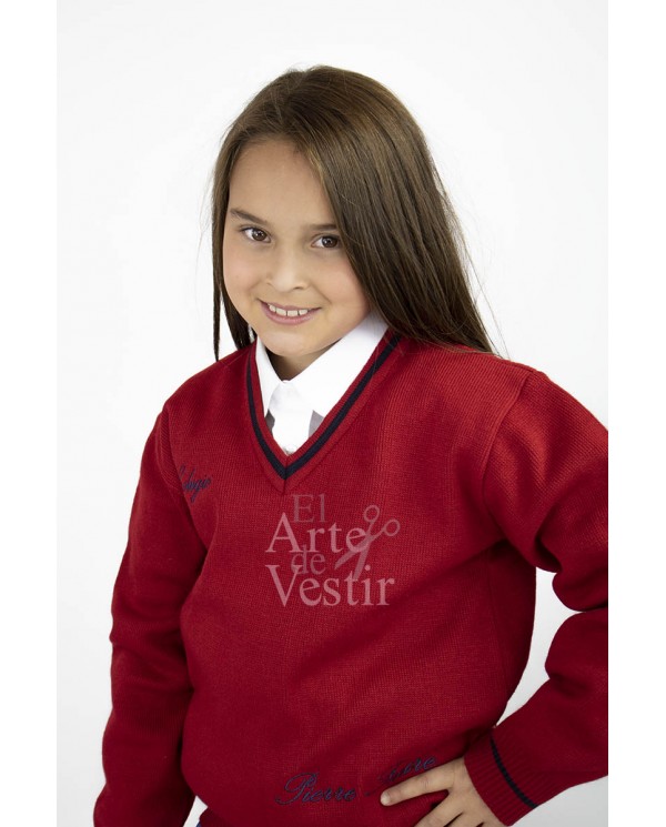 SWEATER ROJO V ML UNISEX PIERRE FAURE