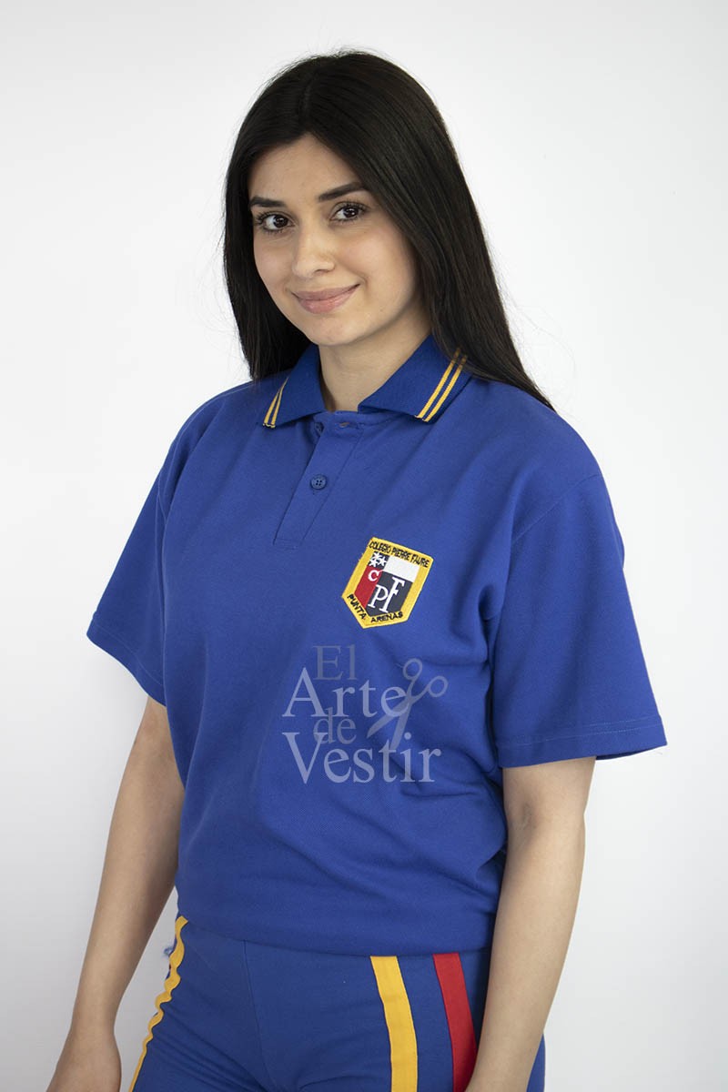POLERA AZULINO PIQUE MC MUJER PIERRE FAURE