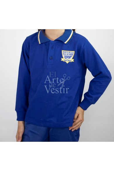 POLERA AZULINO ML PIQUE HOMBRE/UNISEX VILLA LAS NIEVES