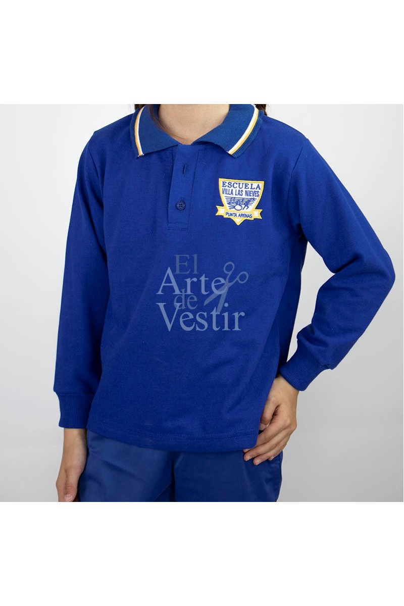 POLERA AZULINO ML PIQUE HOMBRE/UNISEX VILLA LAS NIEVES