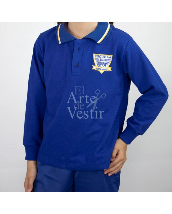 POLERA AZULINO ML PIQUE HOMBRE/UNISEX VILLA LAS NIEVES