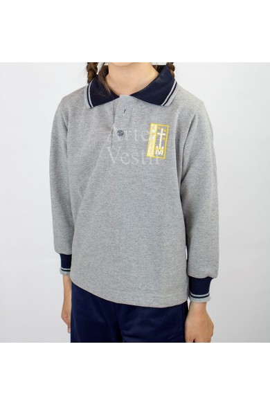 POLERA GRIS PIQUE ML MILAGROSA UNISEX