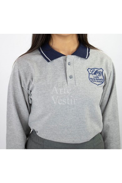 POLERA GRIS ML PIQUE MA.BEHETY UNISEX