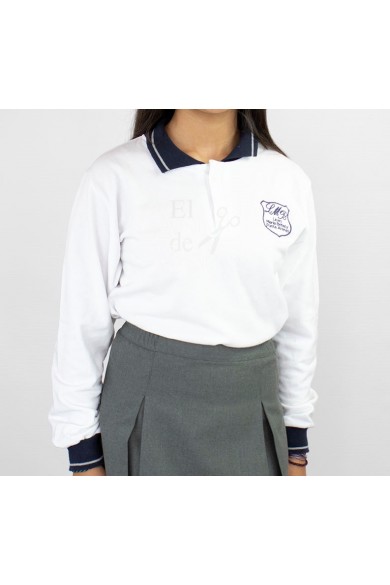 POLERA BLANCA ML PIQUE HOMBRE/UNISEX MARIA BEHETY