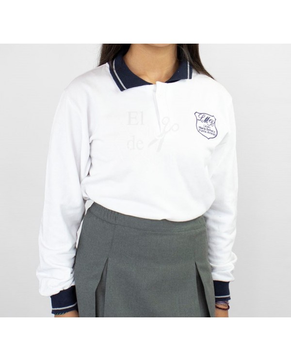 POLERA BLANCA ML PIQUE HOMBRE/UNISEX MARIA BEHETY