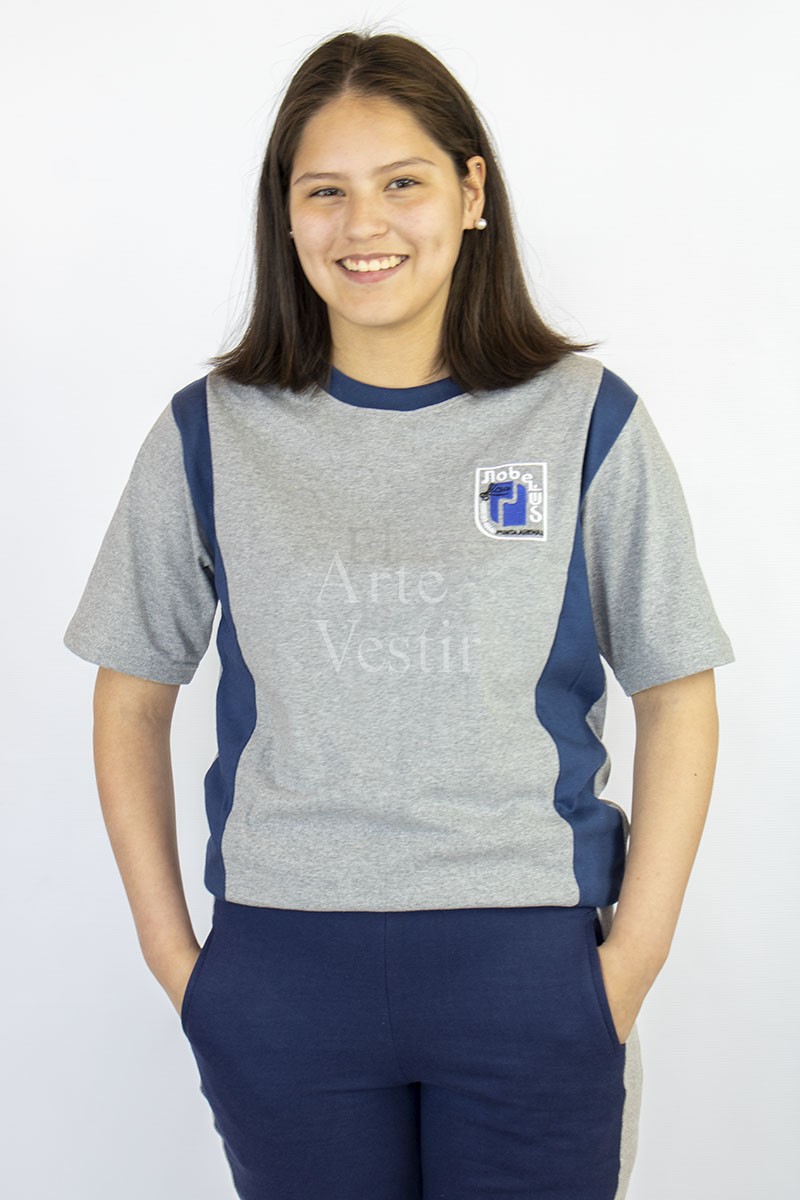 POLERA GRIS/FJA AZUL MC POLO MUJER NOBELIUS