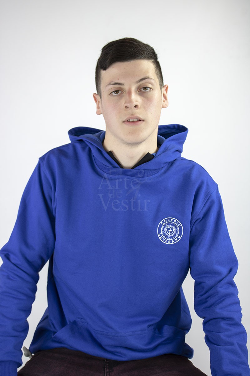 POLERON AZULINO C/CAPUCHA UNISEX LUTERANO