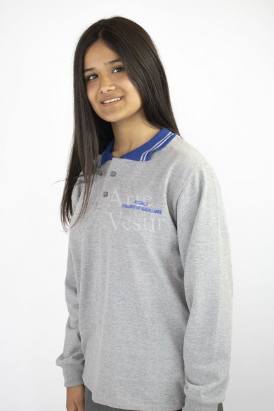 POLERA GRIS PIQUE ML UNISEX HERNANDO DE MAGALLANES