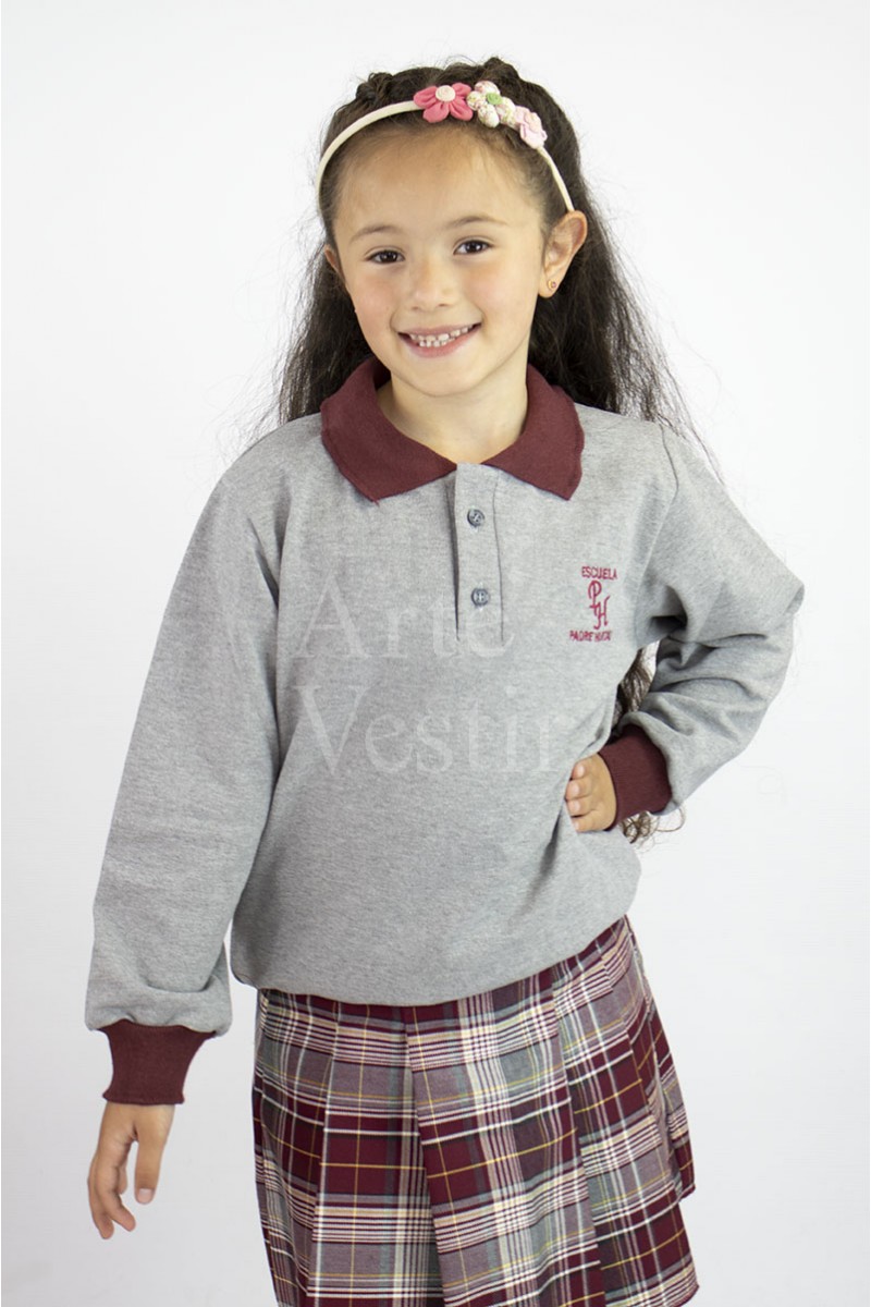 POLERA GRIS ML PIQUE UNISEX PADRE ALBERTO HURTADO