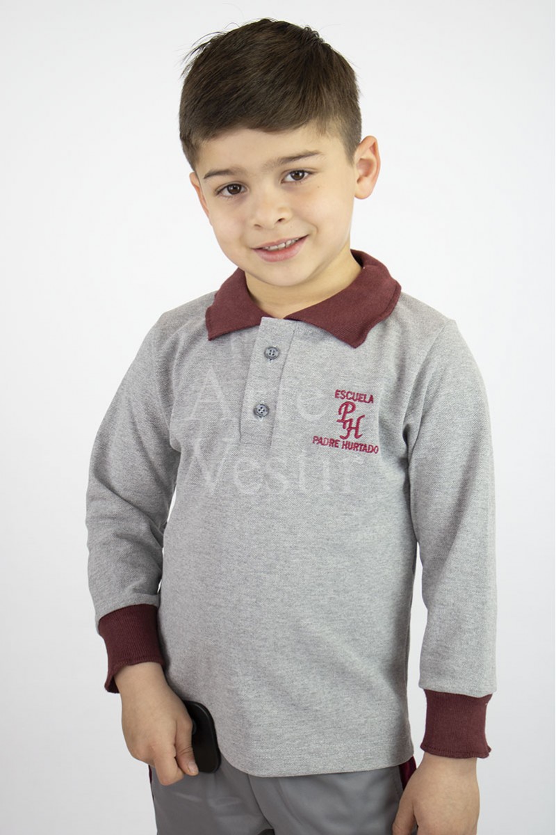 POLERA GRIS ML PIQUE P.HURTADO UNISEX POLERA GRIS ML PIQUE P.HURTADO UNISEX