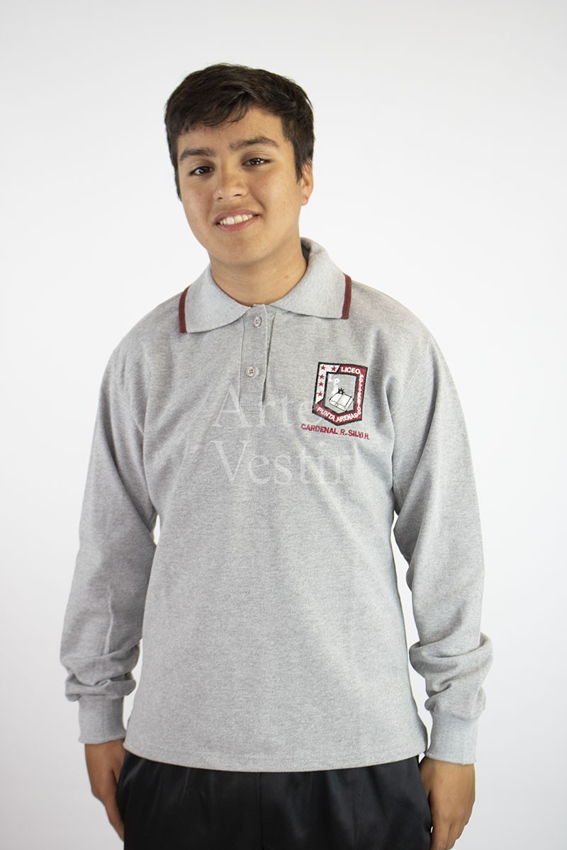 POLERA GRIS ML PIQUE HOMBRE POLITECNICO