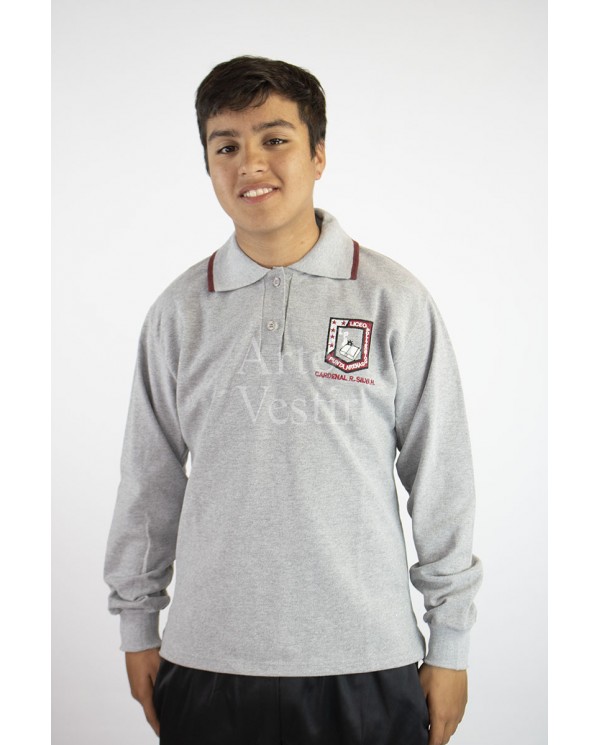 POLERA GRIS ML PIQUE HOMBRE POLITECNICO