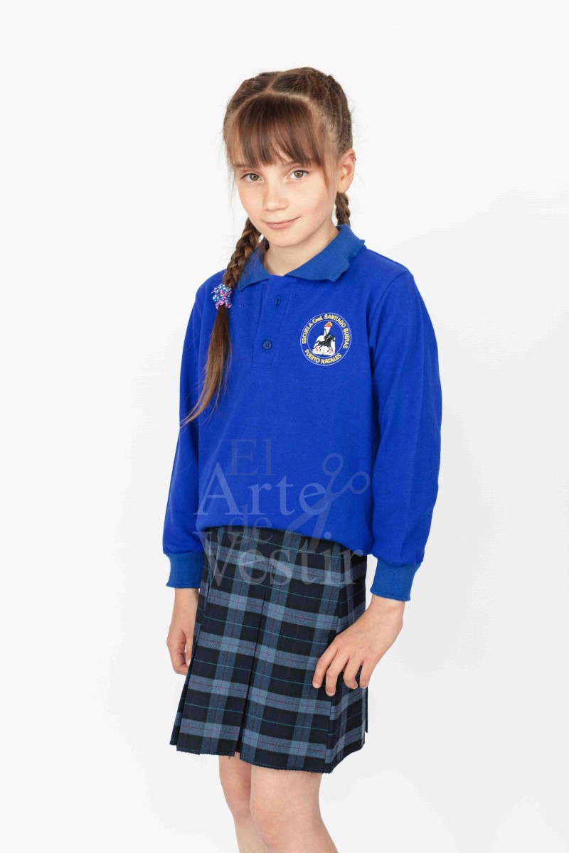 POLERA ML UNISEX PIQUE AZULINO SANTIAGO BUERAS