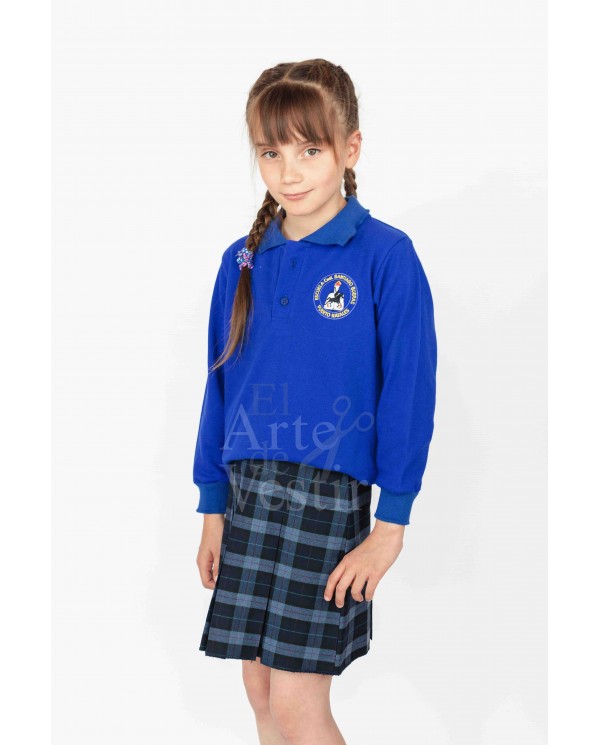 POLERA ML UNISEX PIQUE AZULINO SANTIAGO BUERAS