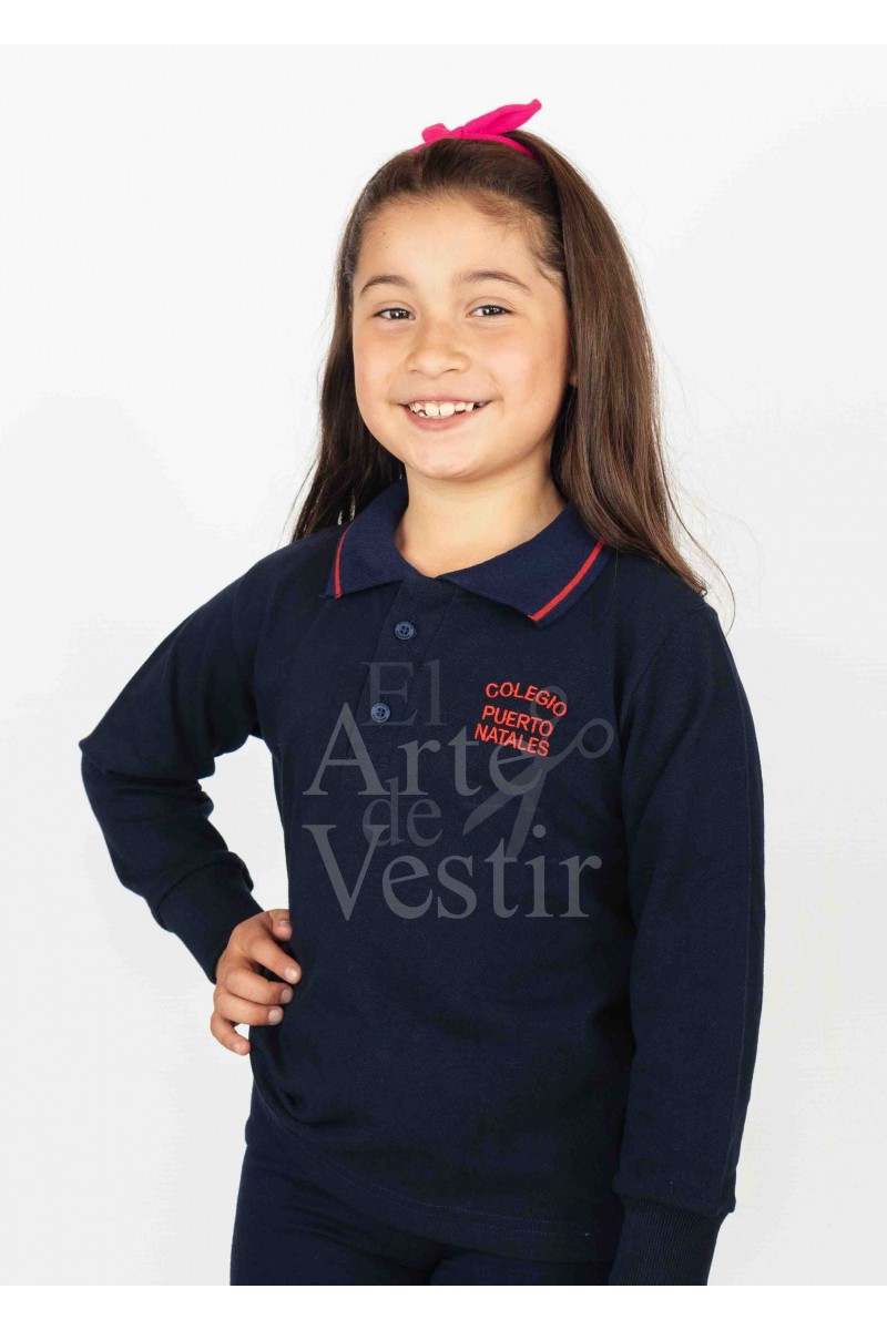 POLERA PIQUE AZUL UNISEX ML PUERTO NATALES