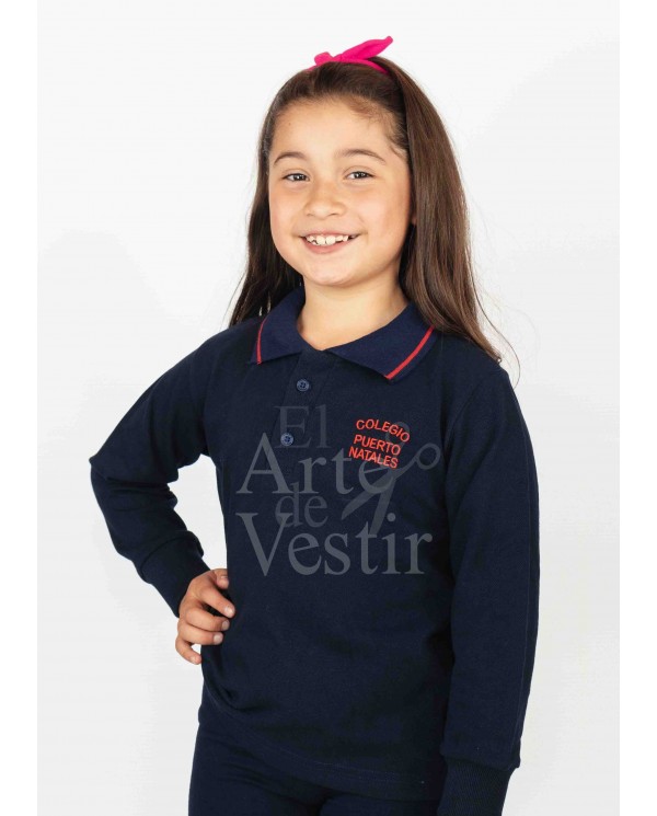POLERA PIQUE AZUL UNISEX ML PUERTO NATALES